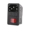 Priza retea cu intrerupator cu bec, suport siguranta, IEC 60320 - 125321