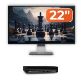 Pachet HP EliteDesk 800 G6 Mini PC i5-10500T, 8GB, SSD 256GB, monitor 22 inch