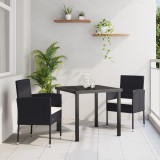VidaXL Set de dining pentru grădină cu perne - rattan polimeric negru