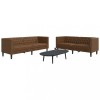 VidaXL Set canapele Chesterfield cu 2 locuri, maro piele &icirc;ntoarsă eco.