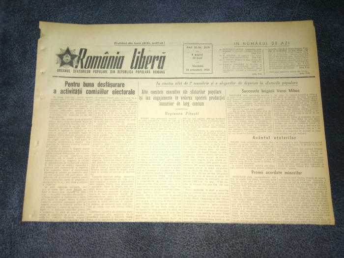 ZIARUL ROMANIA LIBERA 24 OCTOMBRIE 1953