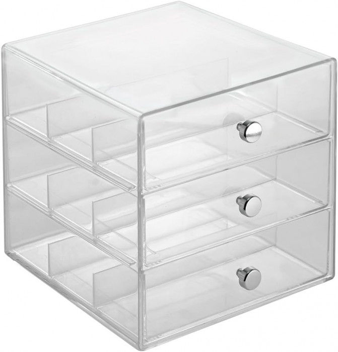 erDesign Clarity - Organizator stivuitor cu 3 sertare pentru ochelari - Clear -