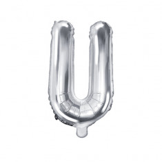 Balon folie metalizata litera U, Argintiu, 35cm