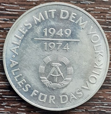 (M234) MONEDA GERMANIA DEMOCRATA (RDG, DDR) -10 MARK 1974, COMEMORARE 25 ANI DDR foto