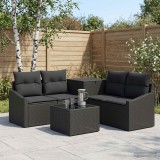 Cumpara ieftin Set de canapea 6 buc. Negru 55 x 55 x 37 cm Ratan poli si Otel