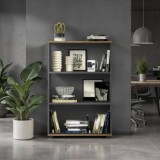Cumpara ieftin Biblioteca Adore Rio Mini, 3 rafturi, Alb - Nuc - Antracit, 72x109x34 cm