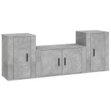 Cumpara ieftin Set dulapuri TV, 3 piese, gri beton, lemn prelucrat