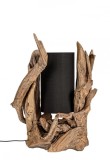 Cumpara ieftin Veioza lemn natur abajur negru Bion 55x40x80 cm