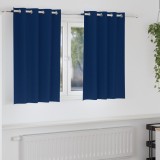 vidaXL Perdele cu perdele 2 pcs Albastru &icirc;nchis 140 x 140 cm Poliester