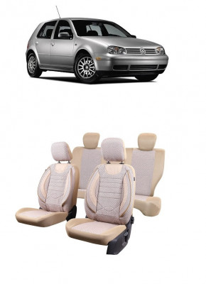 Set Huse scaune Piele ecologica cu textil VW GOLF IV (1997 - 2004) Bej foto