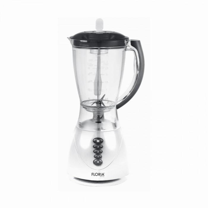 Blender FLORIA ZLN3081 ALB, Putere 300W, capacitate 1.5L, 3 viteze, Functie pulss, vas de plastic