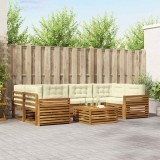 vidaXL Set de canapele de exterior cu pernă 7 pcs Natural și Crem 3373105