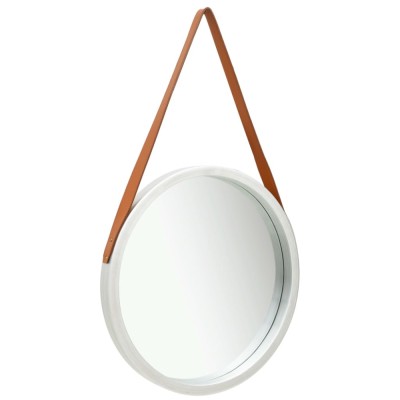 vidaXL Oglindă de perete cu o curea, 50 cm, argintiu 320366 foto
