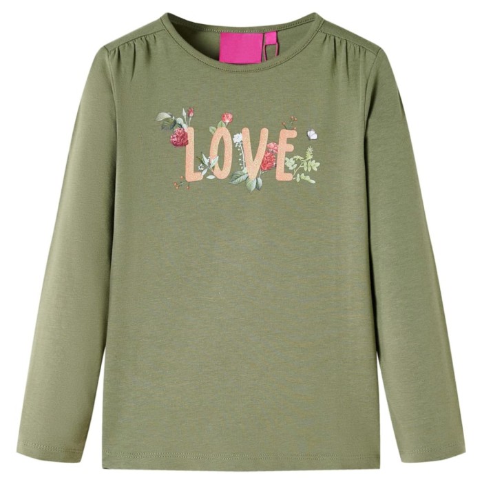 Tricou pentru copii cu m&acirc;neci lungi, kaki, 92 13724