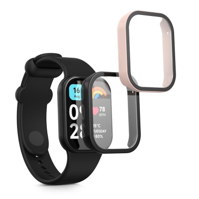 Set 2 Huse complete Kwmobile pentru Xiaomi Mi Band 8 Pro, Negru/Roz, Plastic, KWM0000250O002C foto
