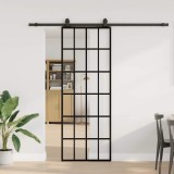 vidaXL Ușă glisantă cu set de feronerie neagră 76x205 cm Sticlă ESG 3375933
