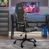 VidaXL Scaun de gaming de masaj, negru și camuflaj, piele ecologică