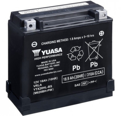 Battery AGM/Dry charged with acid/Starting (limited sales to consumers) YUASA 12V 18.9Ah 310A R+ Maintenance free electrolyte included 175x87x155mm Dr foto