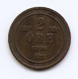 Suedia 2 Ore 1899 - Oscar II (litere mari) Bronz, 21 mm KM-746