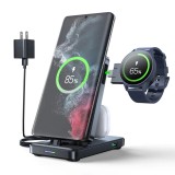 Cumpara ieftin Statie de Incarcare Wireless pentru Phone, Earbuds, Watch, O104, ABS, Policarbonat, Black