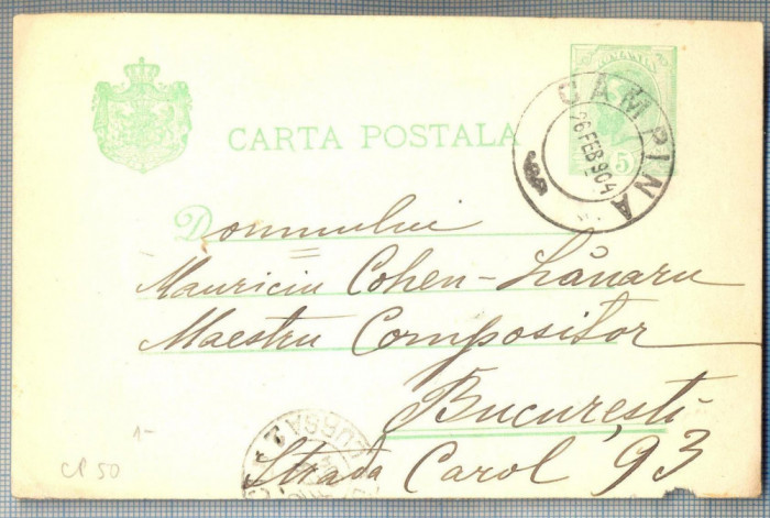 AX 168 CP VECHE -DOMNULUI MAURICIU COHEN LINARU(MUZICIAN) -BUCURESTI-CIRC. 1904