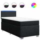 Cumpara ieftin Pat box spring cu saltea, negru, 90x200 cm, textil