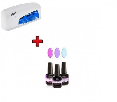 Kit de testare pastel - sistem UV/LED, 3X15ml + lampă UV cu un bec foto