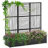 Outsunny Blumenkasten cu grilaj, rezistent la intemperii, Ratan Polyrattan, 103 x 103 x 29 cm, Negru | Aosom Romania
