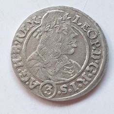 Austria 3 kreuzer 1665 SH argin Leopold l
