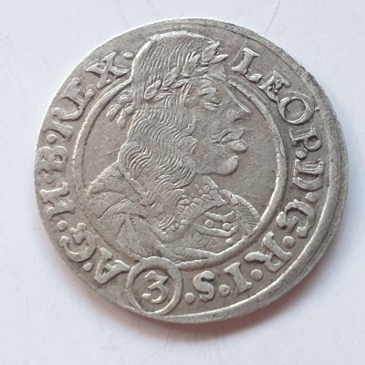 Austria 3 kreuzer 1665 SH argin Leopold l foto