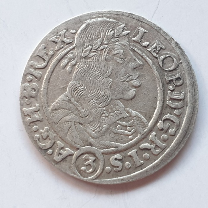 Austria 3 kreuzer 1665 SH argin Leopold l