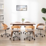 vidaXL Scaune pivotante masă, 6 buc., gri taupe, lemn curbat &amp; textil 3054925