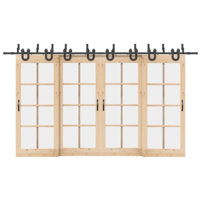 Set feronerie pentru uși glisante, negru, 400 cm, oțel