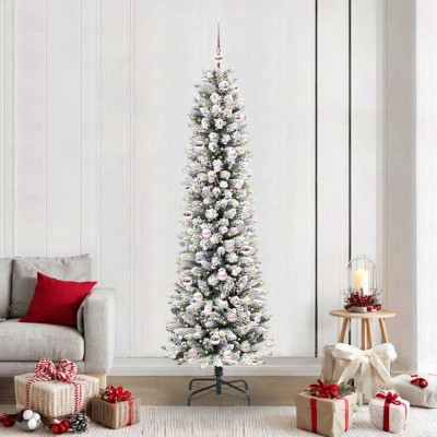 vidaXL Brad de Crăciun artificial cu 300 LED Verde și alb 210 cm 3396119 foto