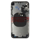 Carcasa Completa iPhone X Neagra + Suport SIM, Butoane, Flex Magsafe, Geam Camera Spate, Originala