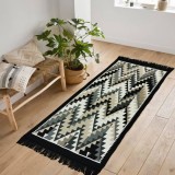 Cumpara ieftin Covor traditional, cu doua fete,negru-bej, dimensiunea 80x200 cm