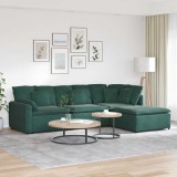 VidaXL Canapea modulară cu taburet și perne, catifea, verde &icirc;nchis