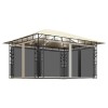 Pavilion cu plasa anti-tantari &amp; lumini LED crem 4x3x2,73m