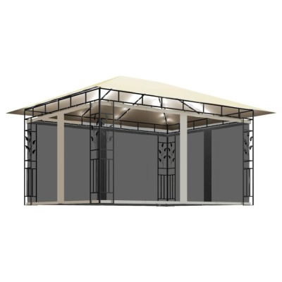 Pavilion cu plasa anti-tantari &amp;amp; lumini LED crem 4x3x2,73m foto