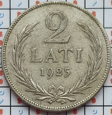 Letonia 2 Lati 1925 argint 10g - km 8 - D002 foto