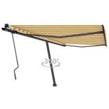 VidaXL Copertină autonomă retractabilă manual, galben/alb, 400x300 cm