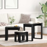 vidaXL Set de 3 mese stivuibile, stejar negru, lemn prelucrat