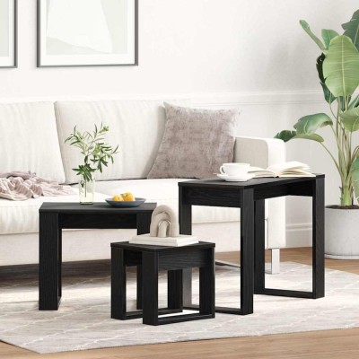 vidaXL Masa de cuibărit 3 pcs Stejar negru 61 x 28 x 47 cm 862677 foto