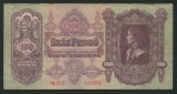 U857 UNGARIA BANCNOTA DE 100 PENGO 1930 * GUVERNUL SZALASI serie cu * asterix CIRCULATA VF