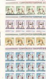ROMANIA 1969 LP 701 CAMPIONATELE EUROPENE DE BOX BLOCURI DE 12 TIMBRE MNH, Nestampilat