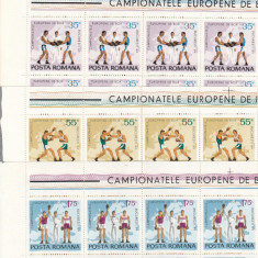 ROMANIA 1969 LP 701 CAMPIONATELE EUROPENE DE BOX BLOCURI DE 12 TIMBRE MNH