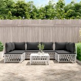 vidaXL Set mobilier gradina modular 7 piese alb otel tesut perne confortabile