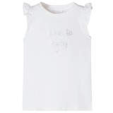 Tricou pentru copii cu m&acirc;neci cu volane, alb, 128