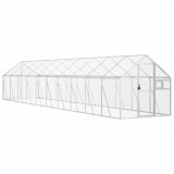 Voliera de pasari, argintiu, 1,79x10x1,85 m, aluminiu