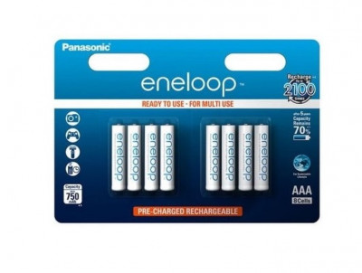 Acumulatori Panasonic Eneloop AAA R3 750mAh 1,2V Ni-MH BK-4MCCE/8BE set 8 buc. foto